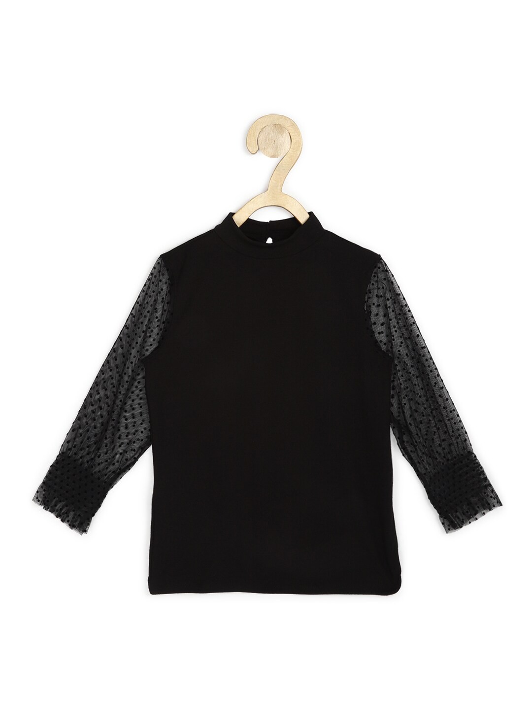 

Peter England Girls Black Puff Sleeves T-shirt
