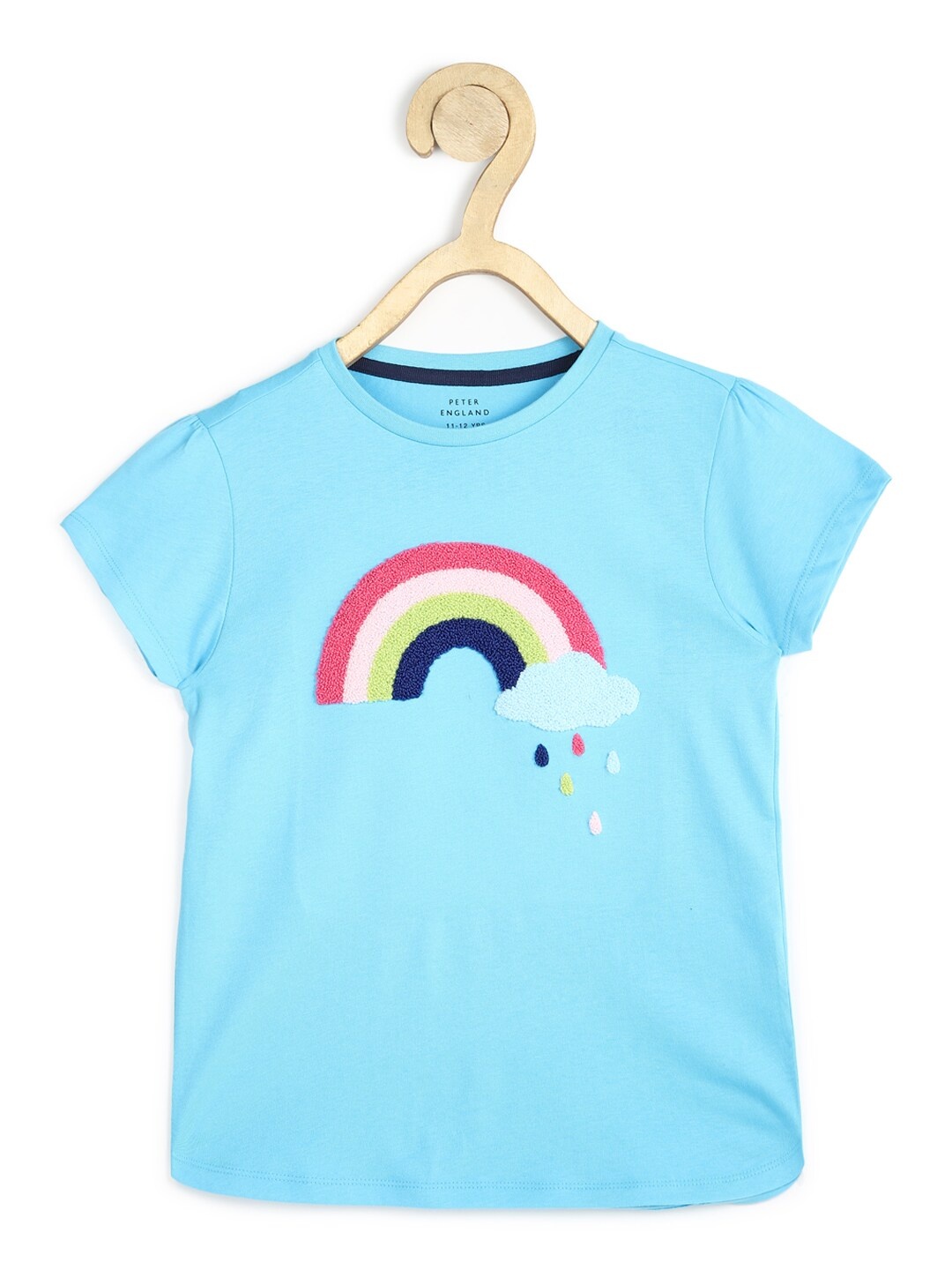 

Peter England Girls Blue Printed Pure Cotton T-shirt
