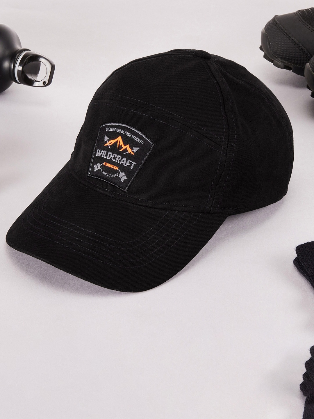 

Wildcraft Adults Black & Grey Brand Logo Embroidered Cotton Baseball Cap