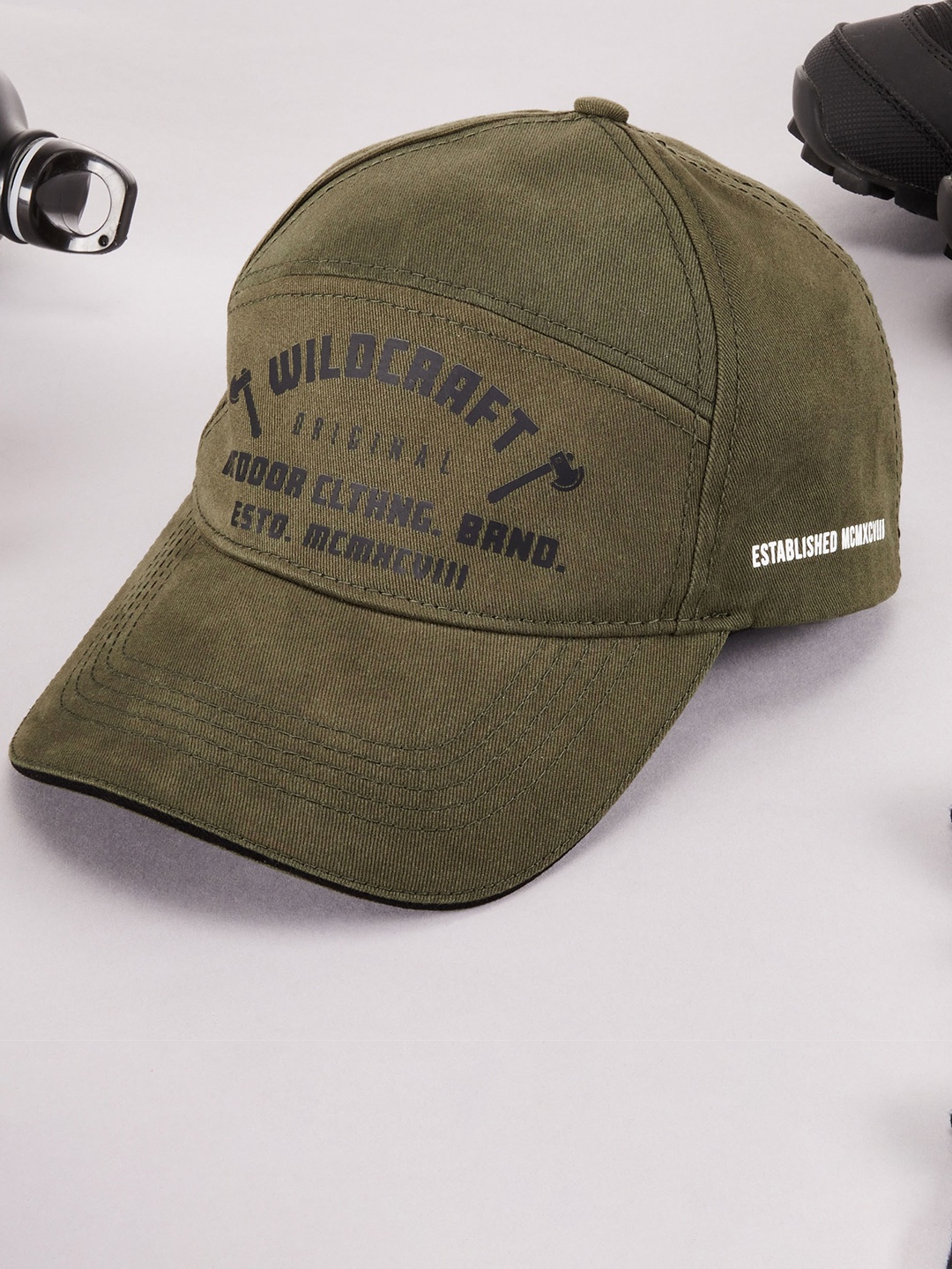 

Wildcraft Adults Olive Green Typography Printed Cotton Baseball Cap