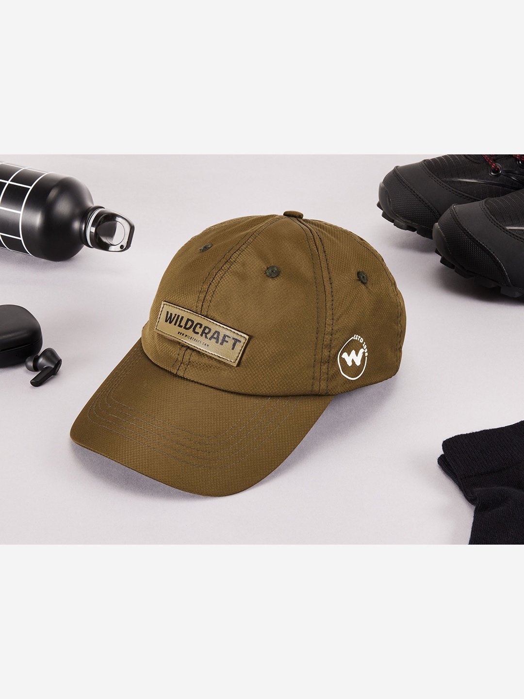 

Wildcraft Adults Olive Green Brand Logo Printed Cotton Baseball Cap