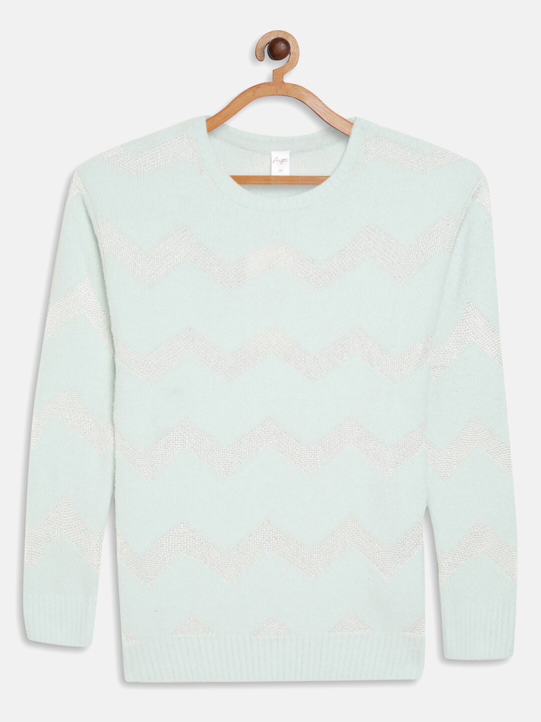 

METTLE Girls Sea Green Geometric Pullover