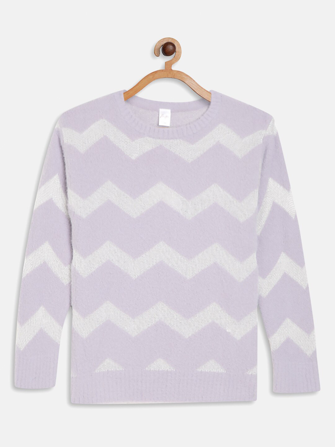 

METTLE Girls Lavender & White Geometric Pullover