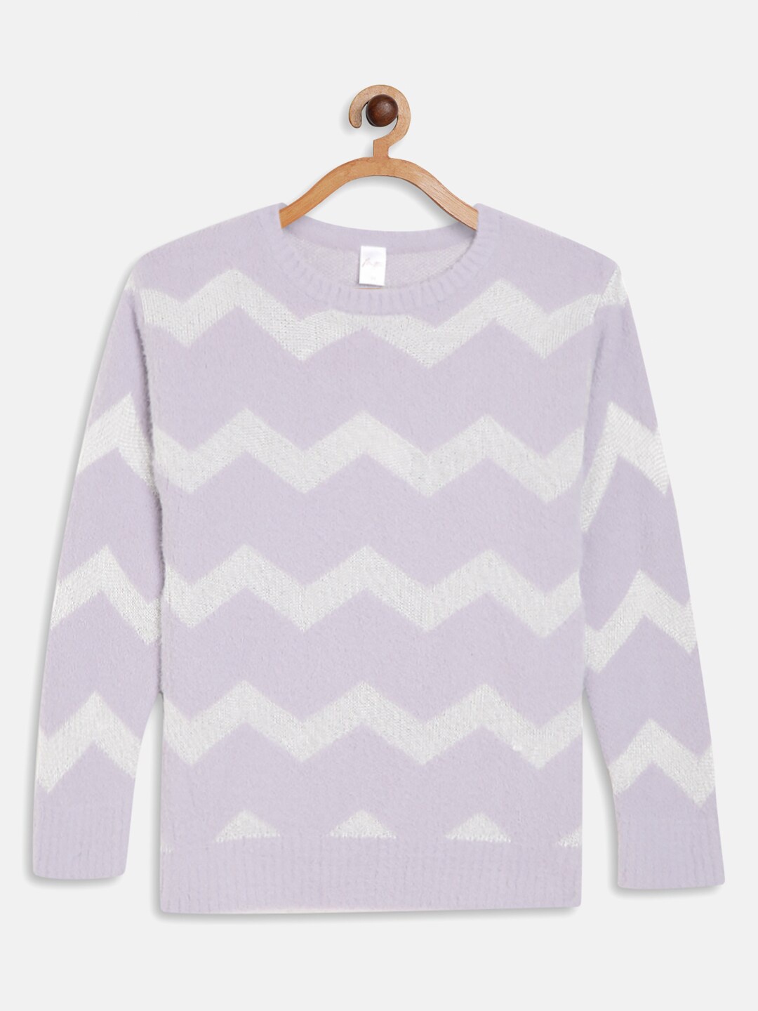 

METTLE Girls Lavender & White Geometric Pullover