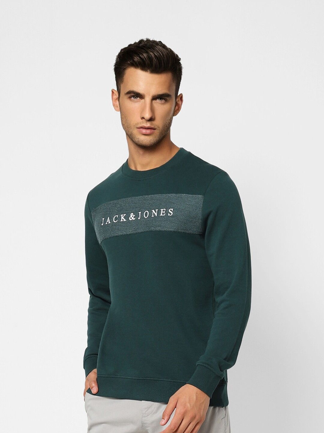 

Jack & Jones Men Green Printed Cotton Sweatshirt