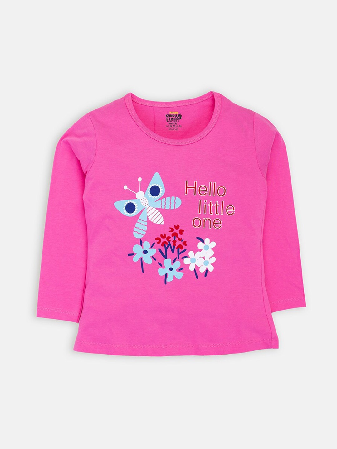 

AMUL Kandyfloss Girls Pink Typography Printed Cotton T-shirt