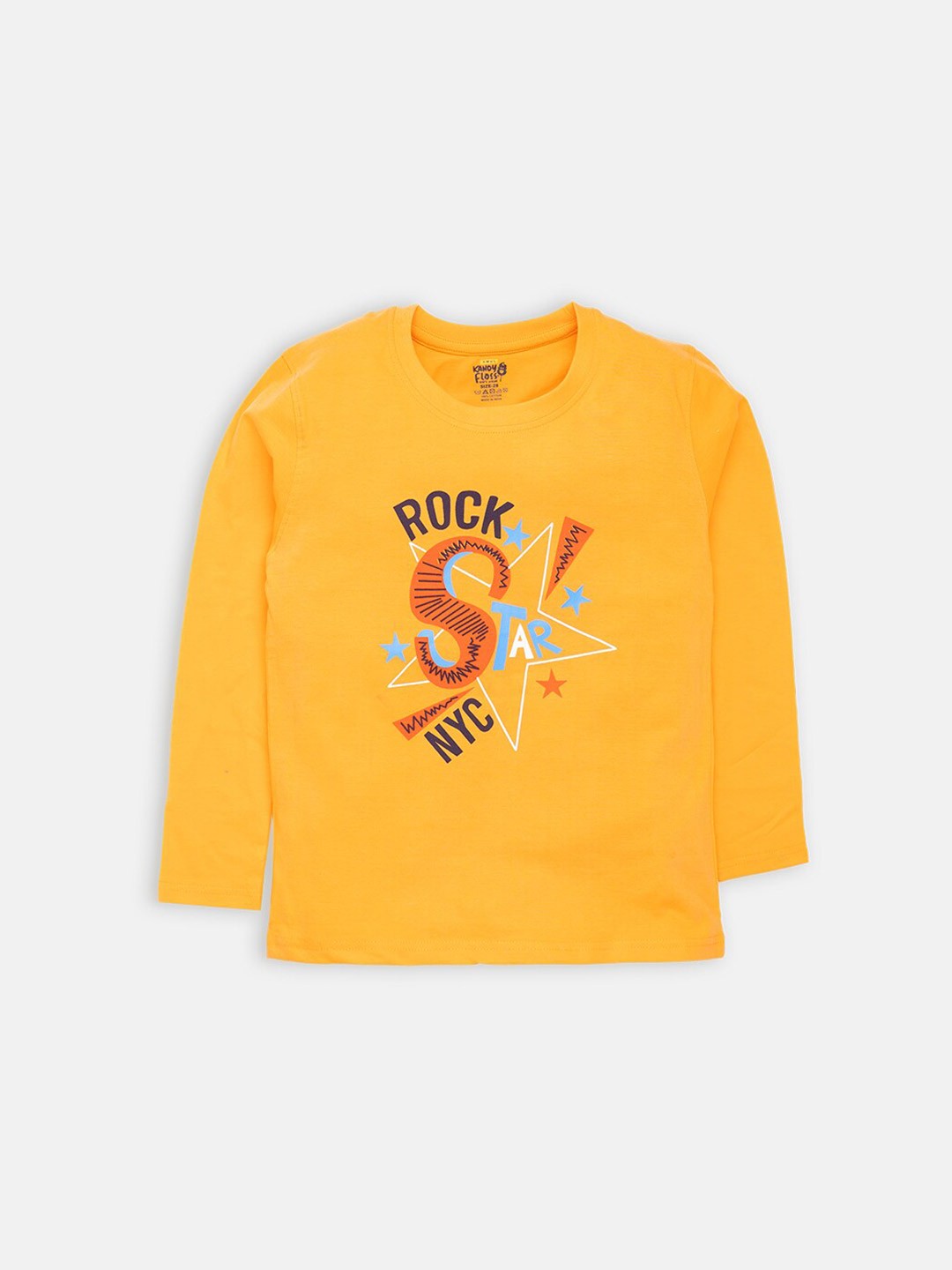 

AMUL Kandyfloss Boys Mustard Yellow Typography Printed Cotton T-shirt