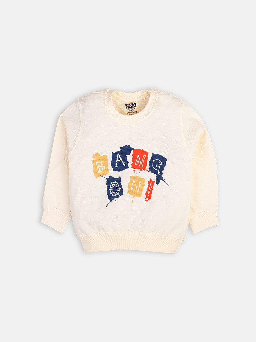 

AMUL Kandyfloss Kids Cream-Coloured Typography Printed Cotton T-shirt