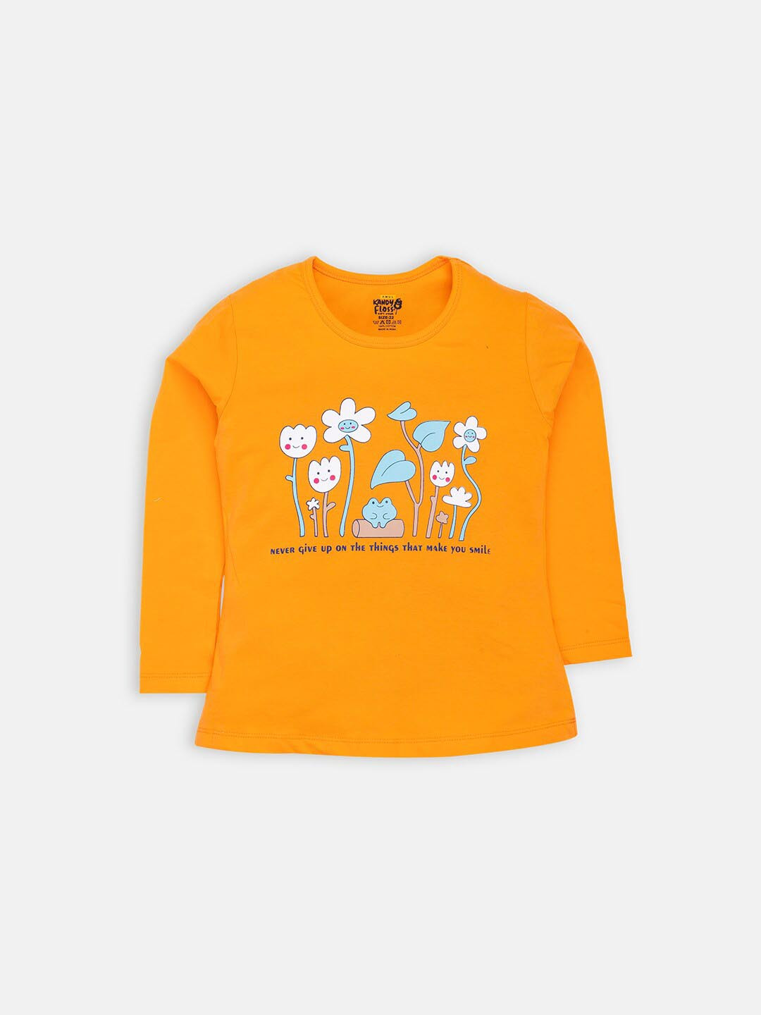 

AMUL Kandyfloss Girls Orange Floral Printed Cotton T-shirt