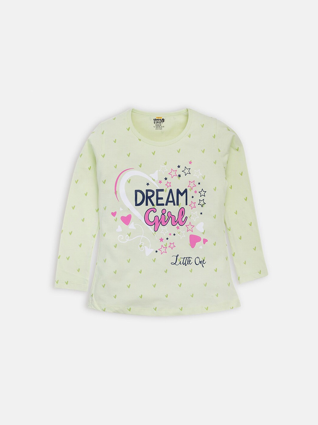 

AMUL Kandyfloss Girls Green Typography Printed Cotton T-shirt