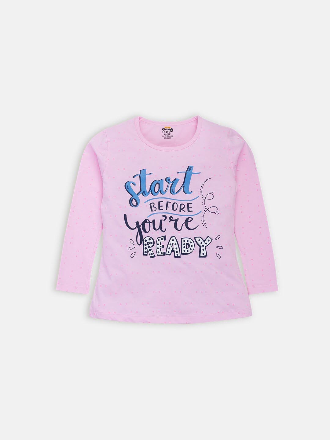 

AMUL Kandyfloss Girls Pink Typography Printed Cotton T-shirt
