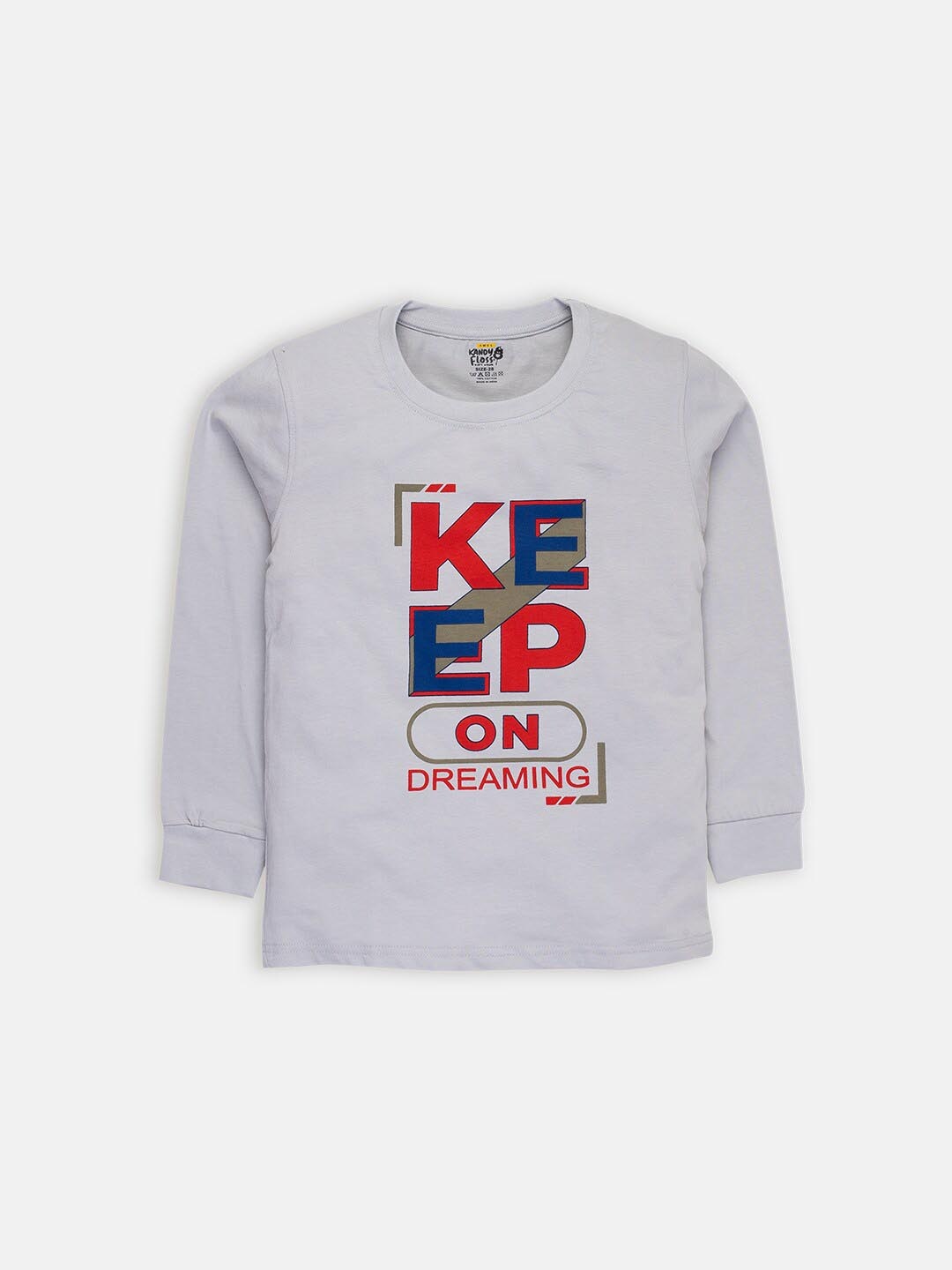 

AMUL Kandyfloss Boys Grey Typography Printed Cotton T-shirt