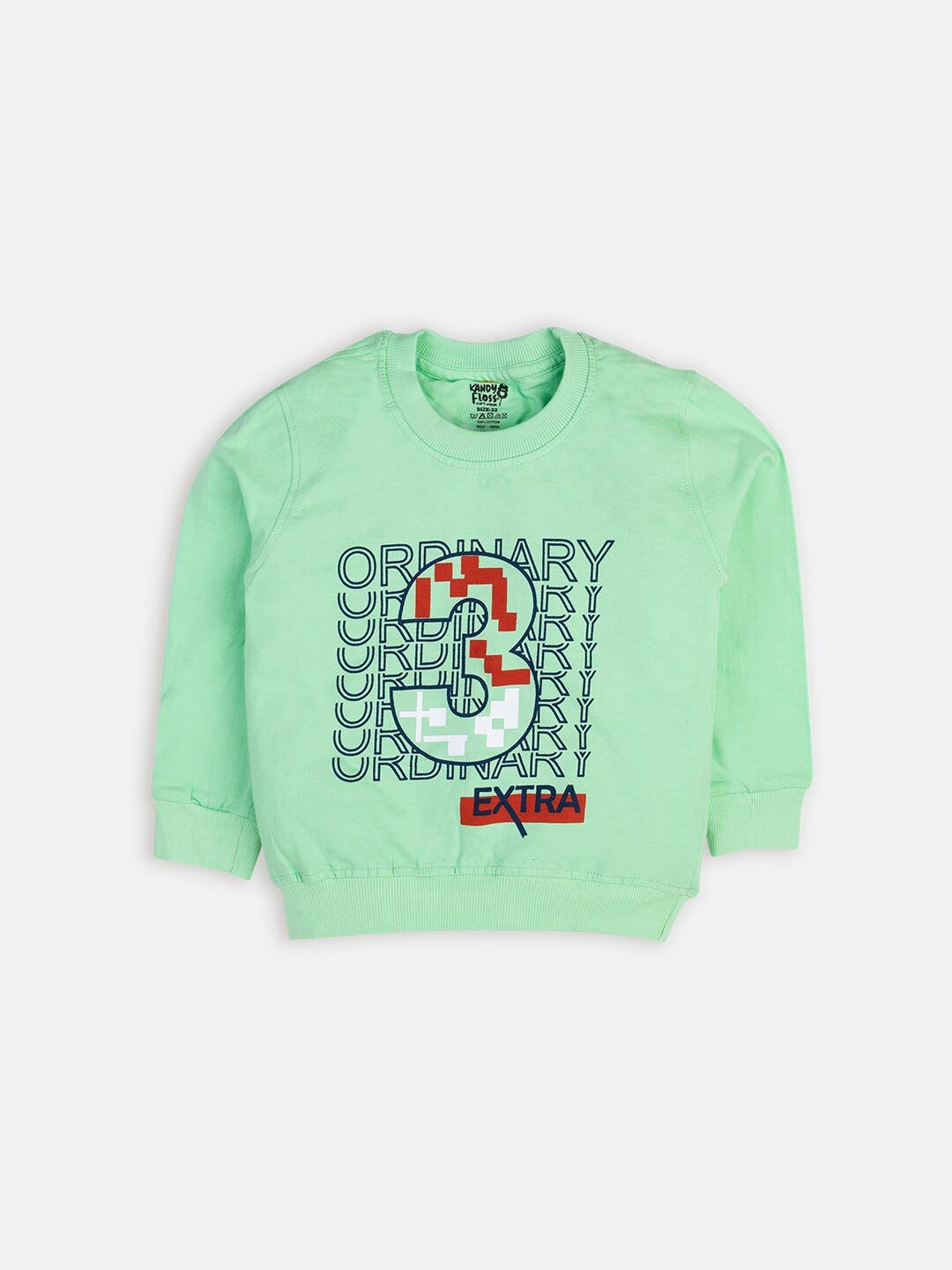

AMUL Kandyfloss Kids Green Typography Printed Cotton T-shirt