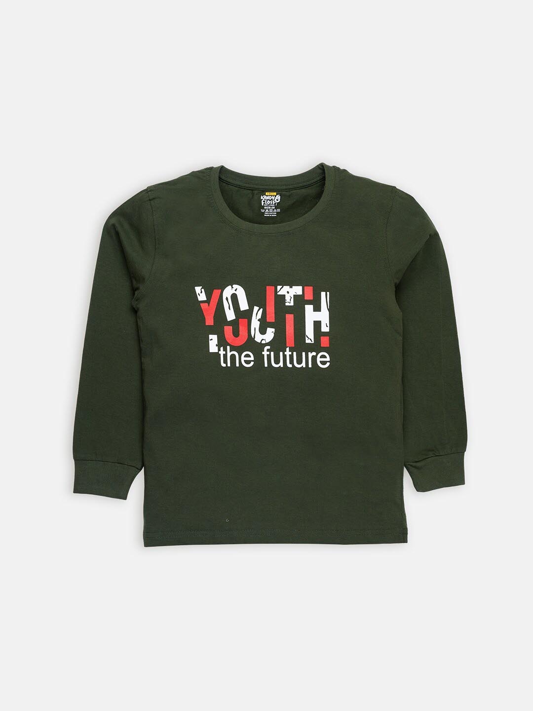 

AMUL Kandyfloss Boys Green Typography Printed T-shirt