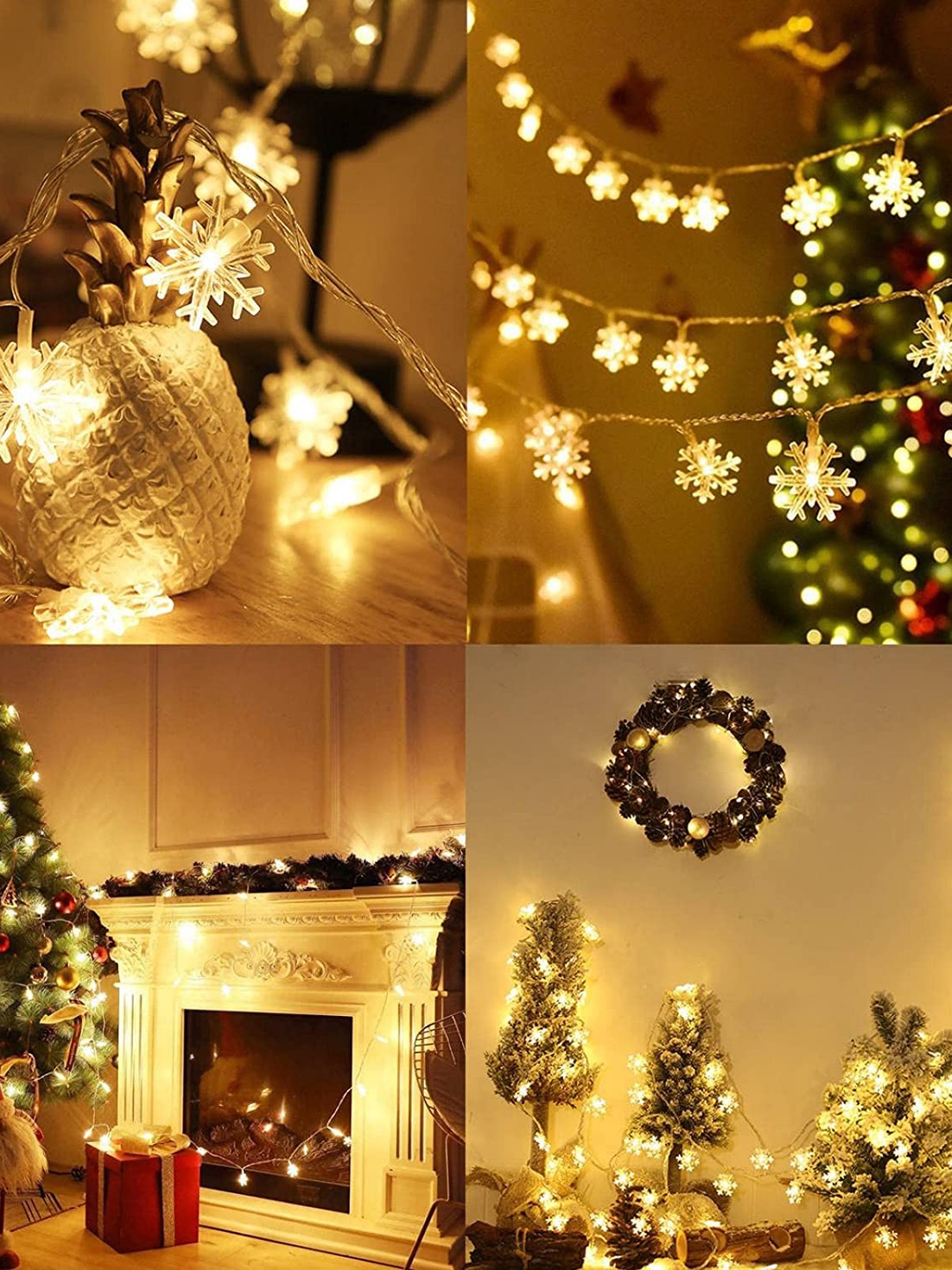 

BS AMOR White Snow Flakes String Light