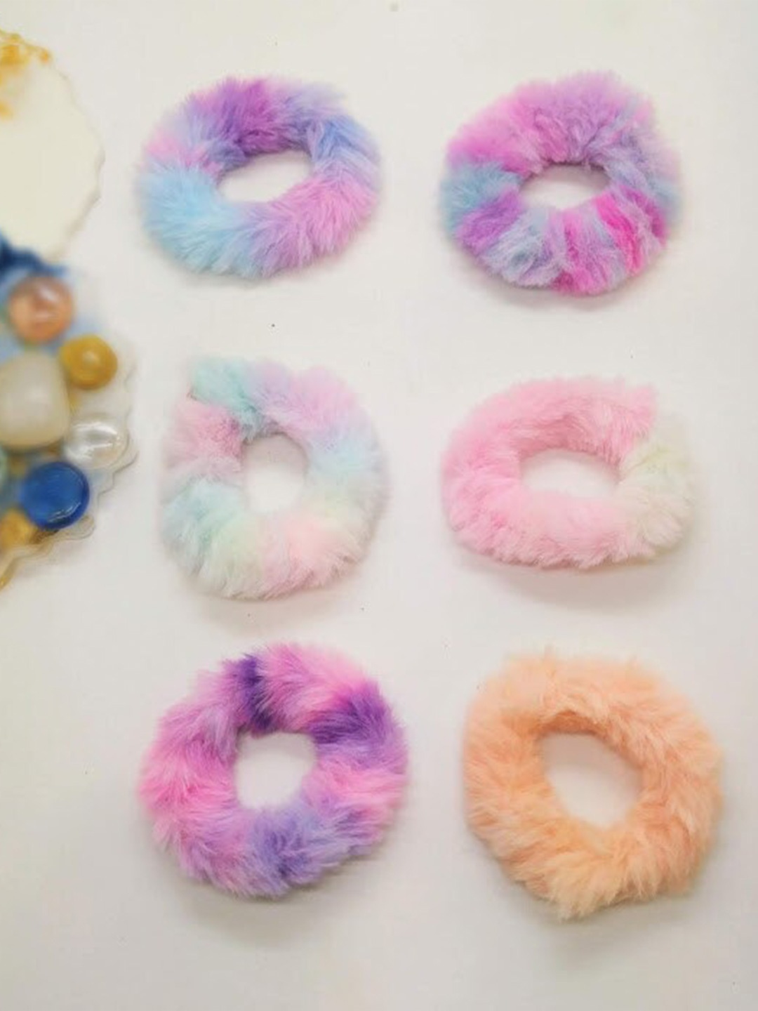 

FEMMIBELLA Women Purple & Peach-Coloured Set of 6 Fur Ponytail Holders