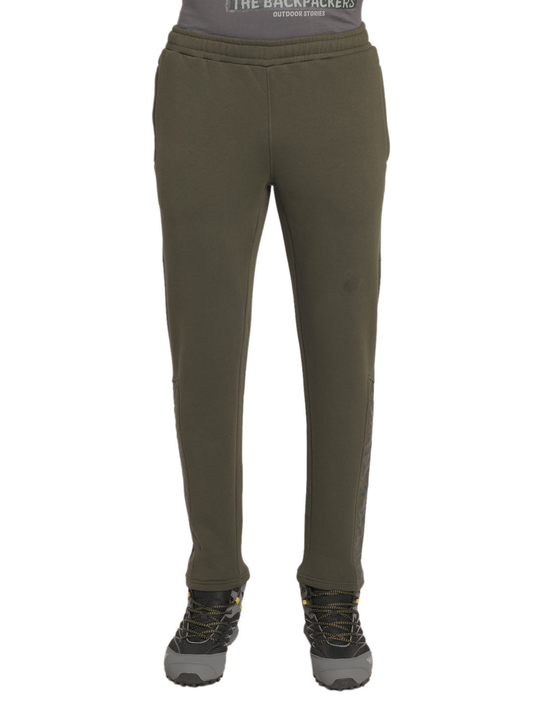 

Wildcraft Men Olive Green Typography Printed Cotton Track Pant