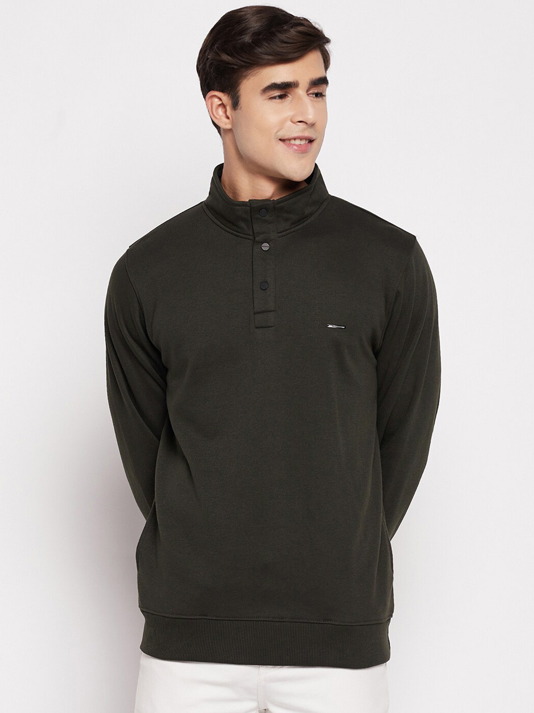 

Okane Men Olive Green Cotton Sweatshirt