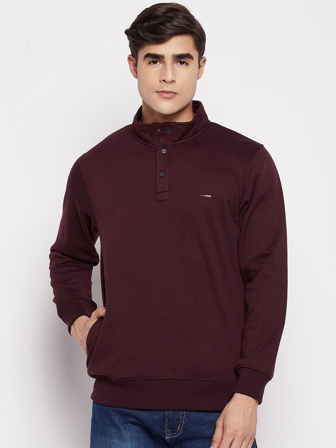 

Okane Men Burgundy Solid Sweatshirt
