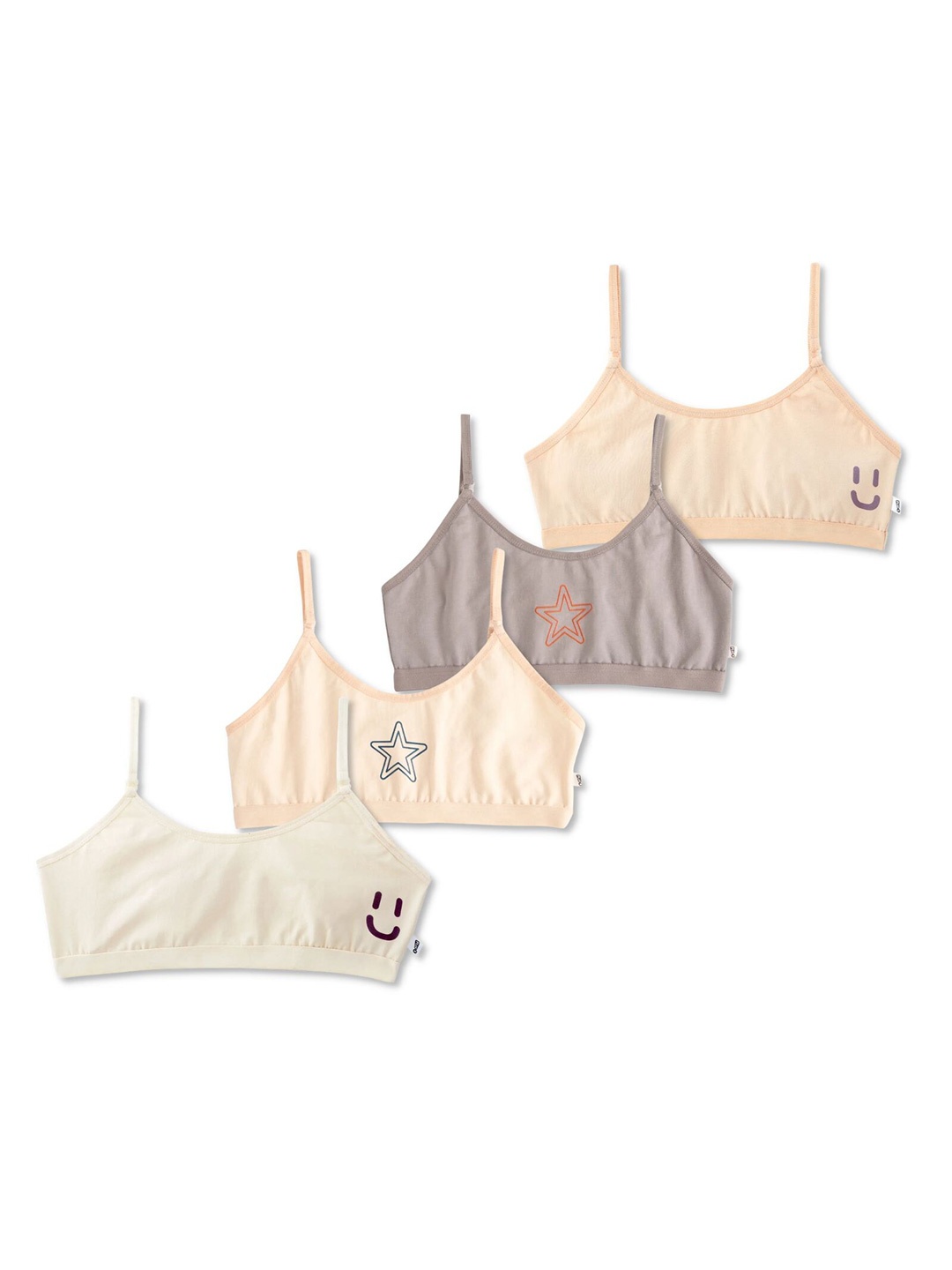 

You Got Plan B Women Pack Of 4 Cotton Non Padded Bra, Beige