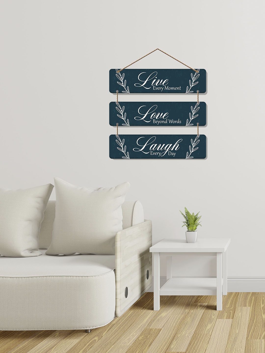 

ArtVibes Blue & White Live Love Laugh Wooden Wall Decor
