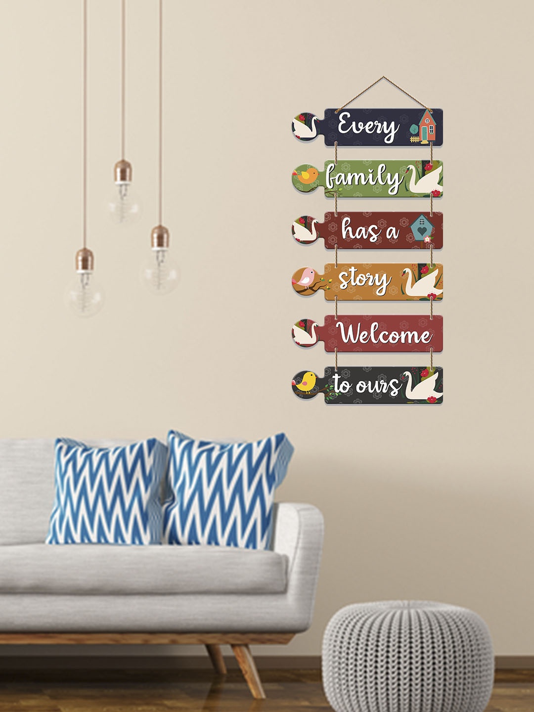 

ArtVibes Green & Red Family Story Quotes Wall Decor