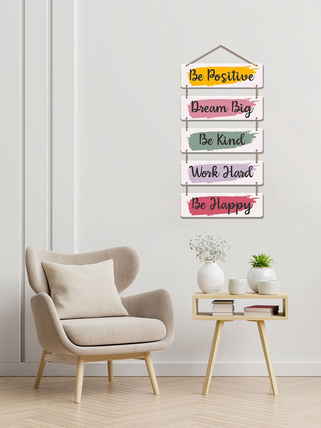 

ArtVibes Yellow & Purple Printed Wooden Wall Hanging