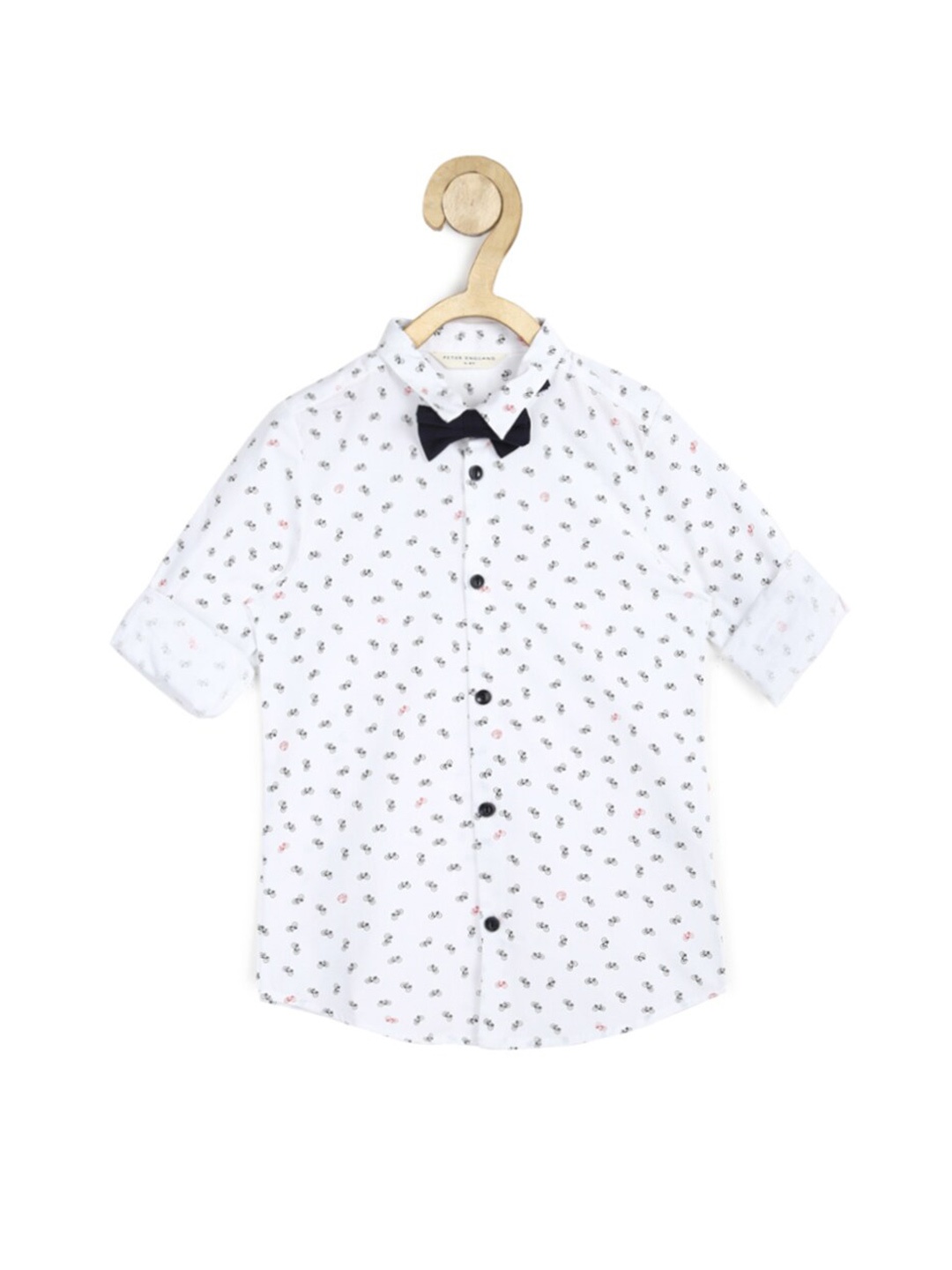 

Peter England Boys White Slim Fit Printed Cotton Party Shirt