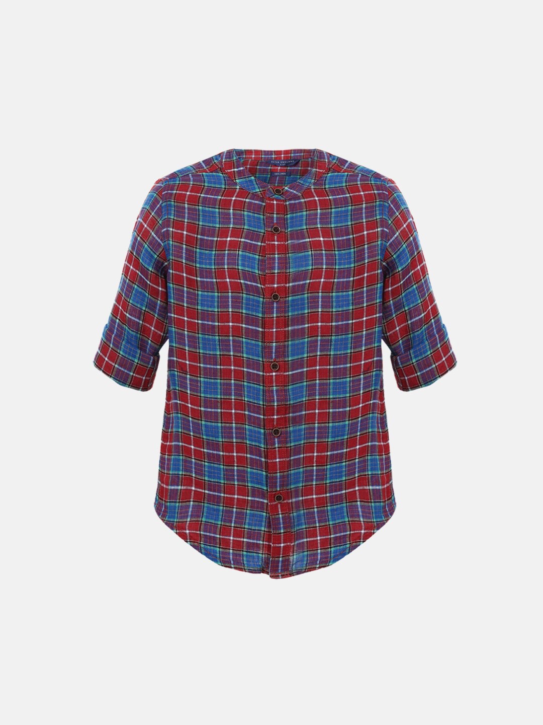 

Peter England Boys Blue Slim Fit Tartan Checks Cotton Casual Shirt