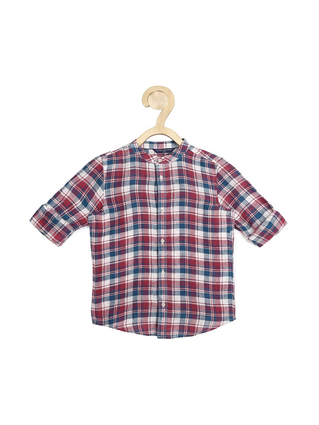 

Peter England Boys Red Slim Fit Checked Cotton Casual Shirt