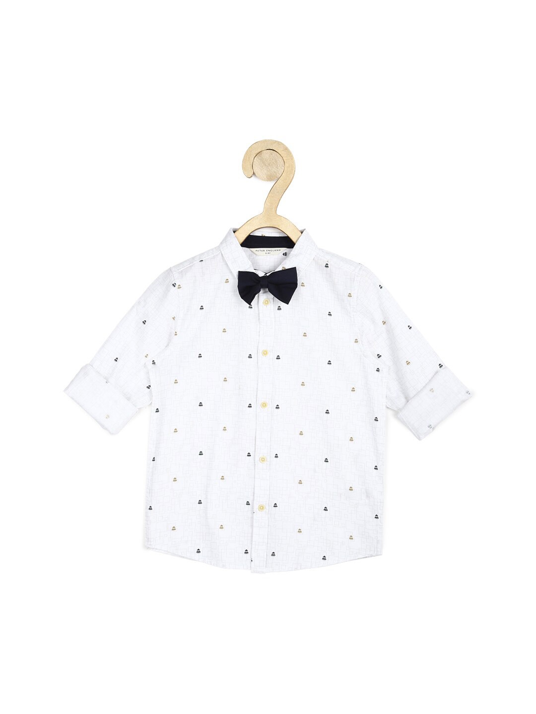 

Peter England Boys Printed Cotton Party Shirt, White