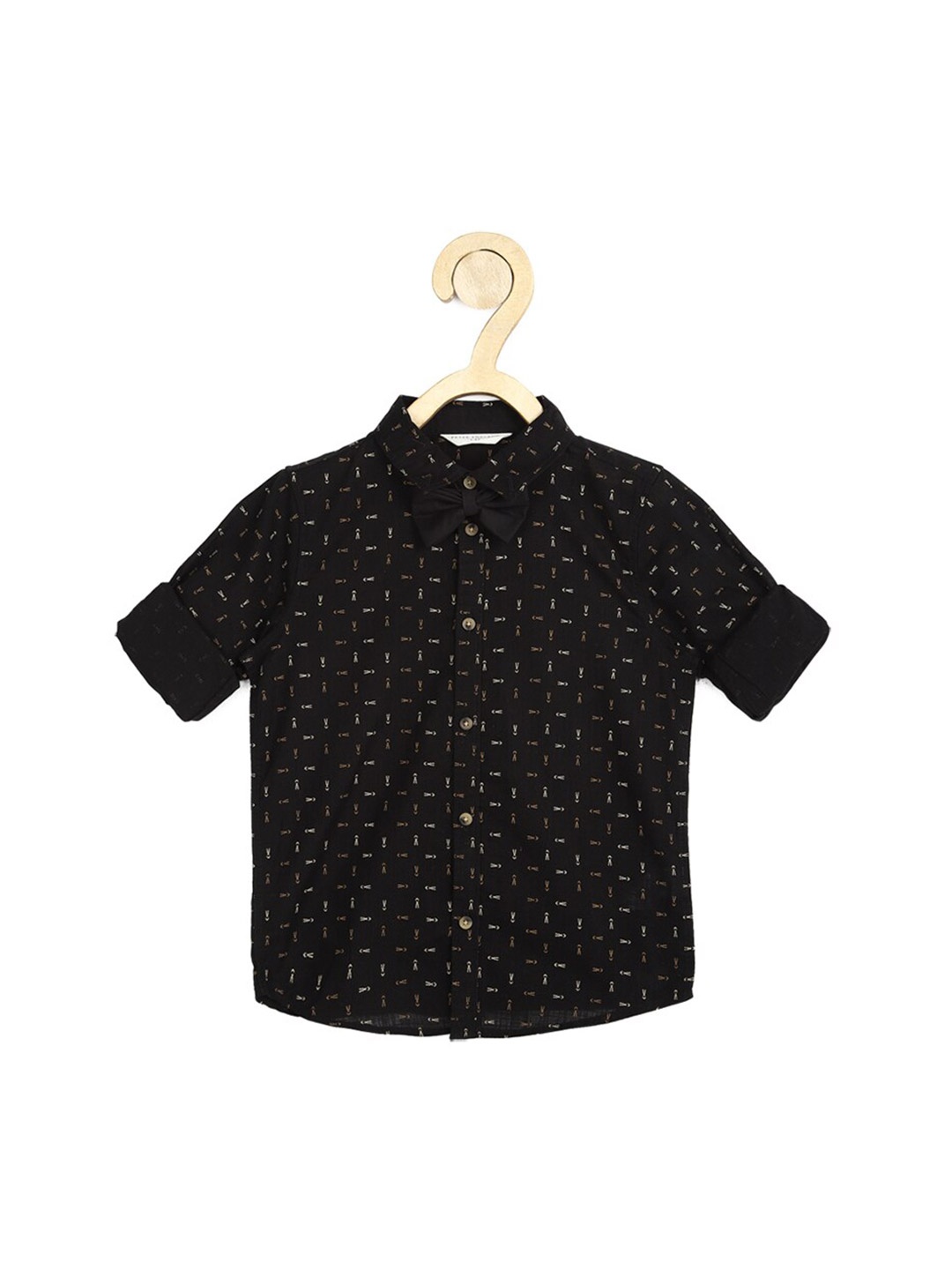 

Peter England Boys Black Printed Cotton Casual Shirt