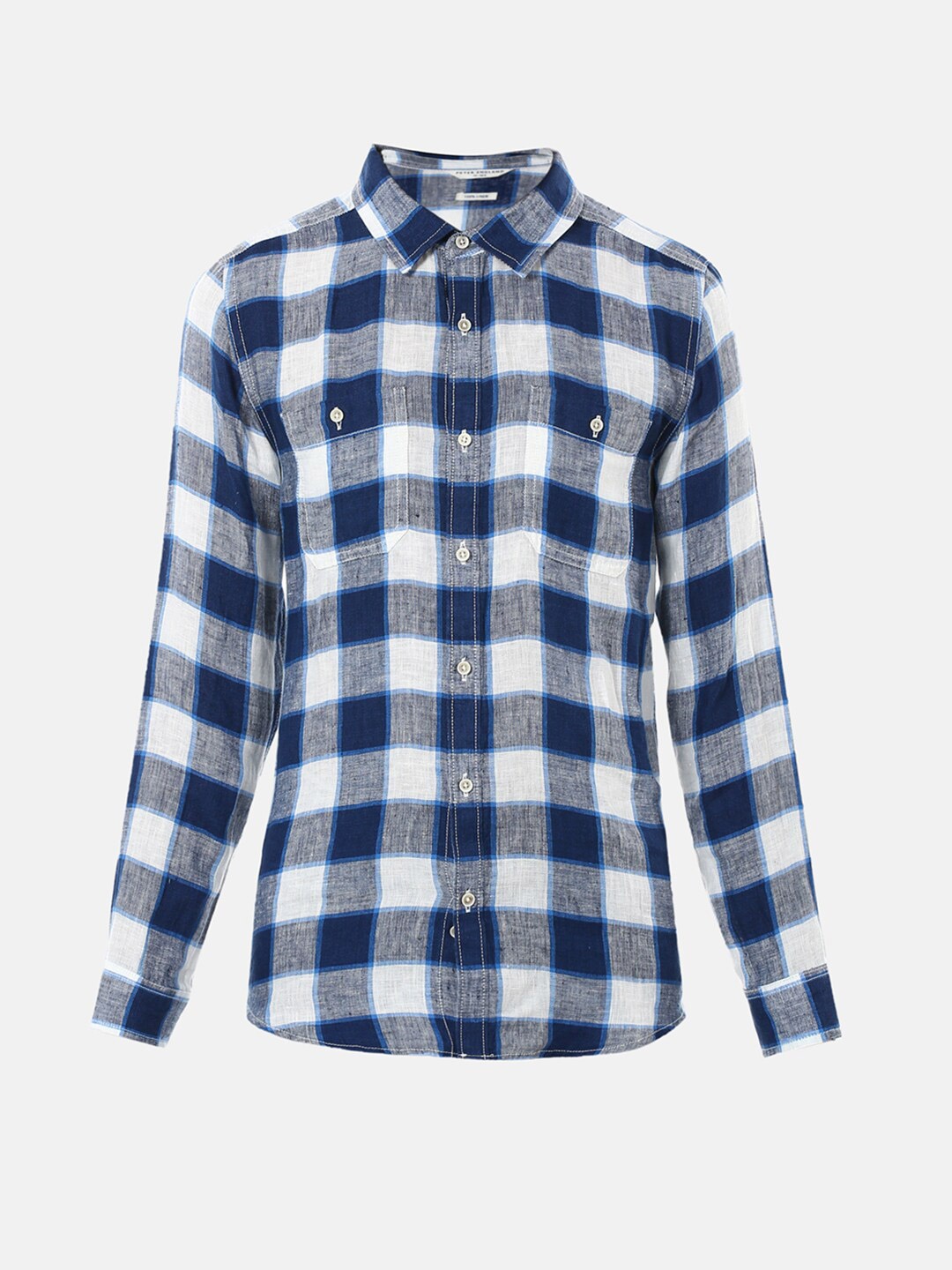 

Peter England Boys Navy Blue Slim Fit Buffalo Checks Cotton Casual Shirt