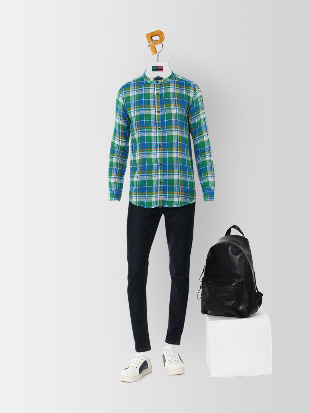 

Peter England Boys Blue Slim Fit Tartan Checks Cotton Casual Shirt