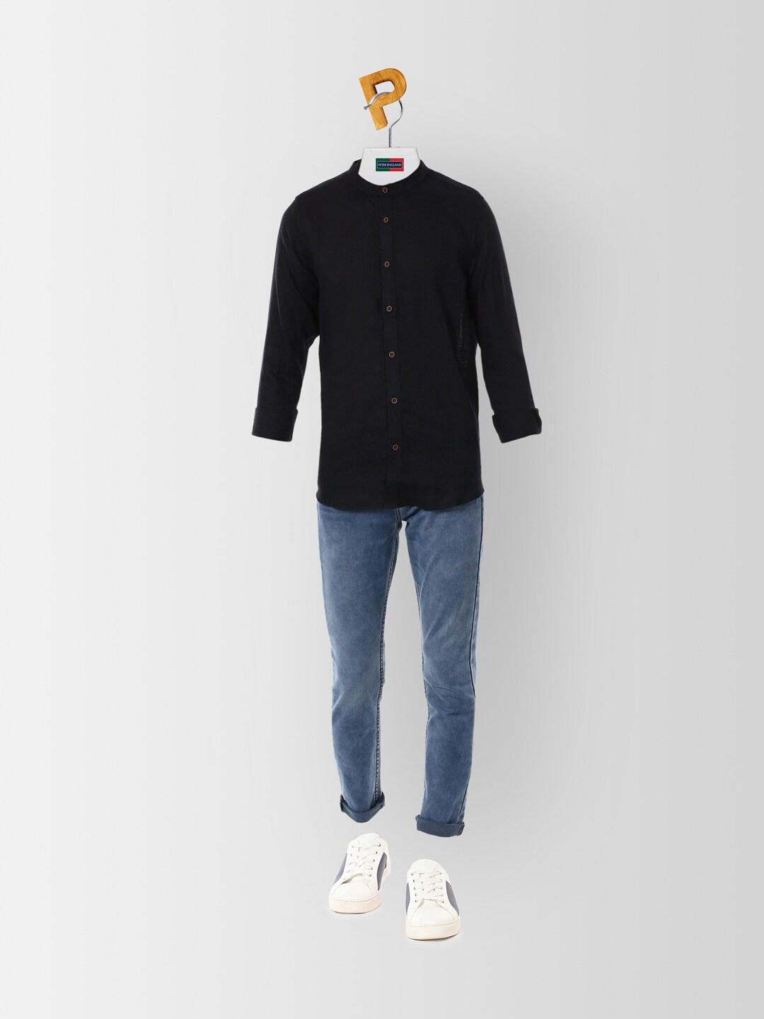 

Peter England Boys Black Slim Fit Casual Cotton Shirt
