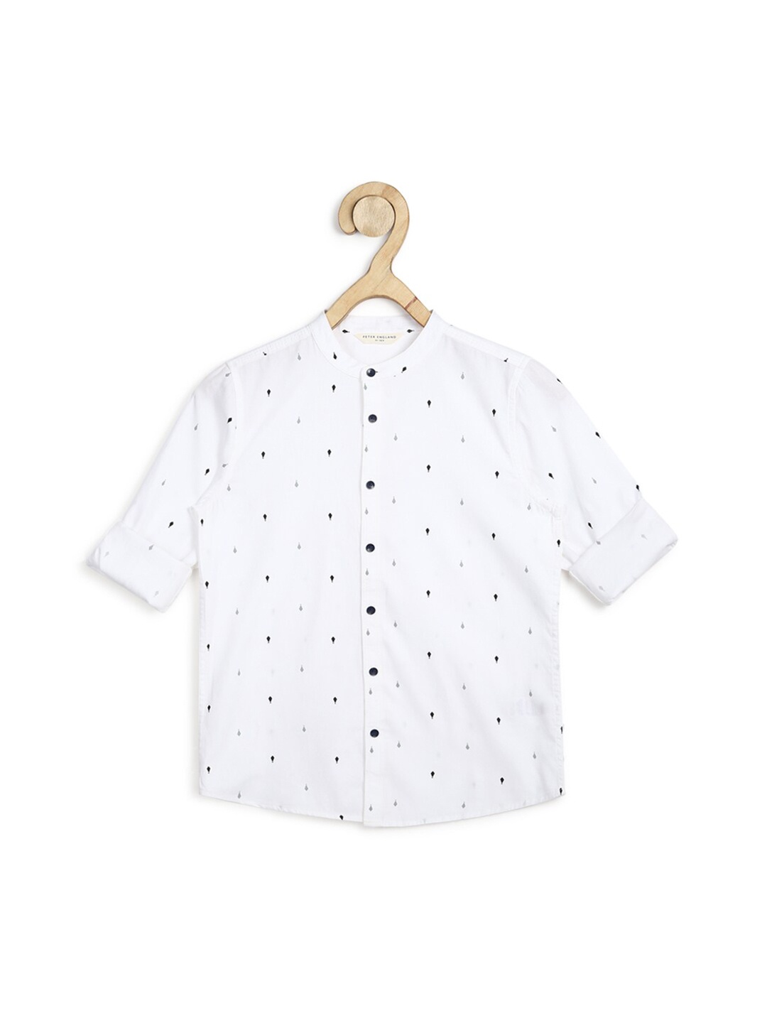 

Peter England Boys White Slim Fit Printed Cotton Shirt