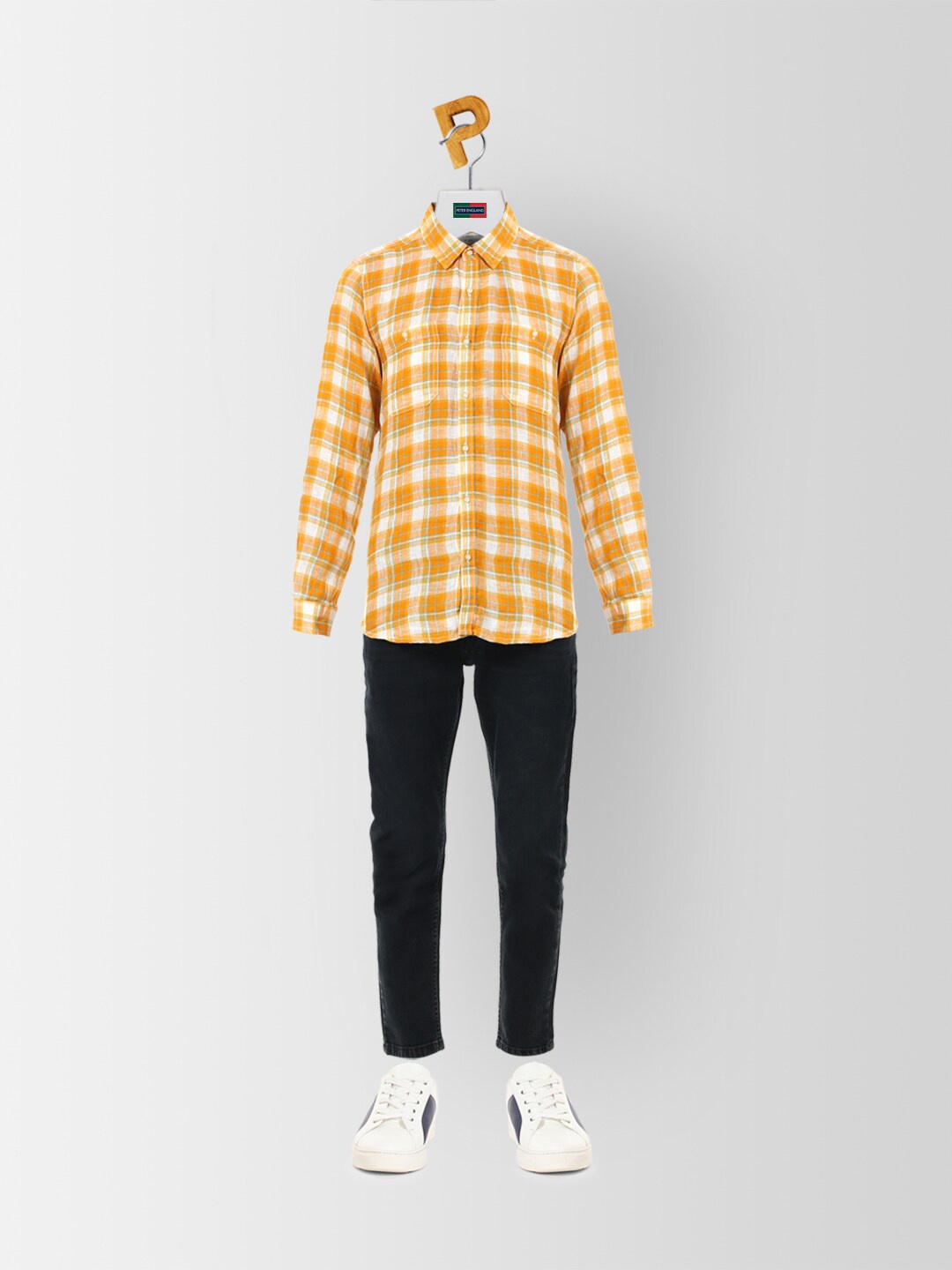 

Peter England Boys Orange Slim Fit Checked Casual Cotton Shirt