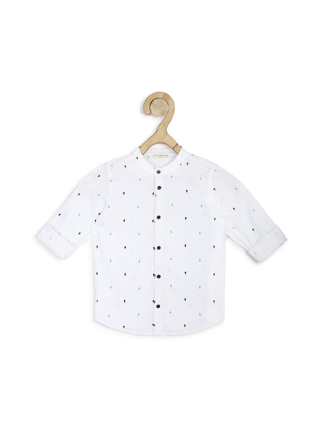 

Peter England Boys White Slim Fit Printed Cotton Shirt