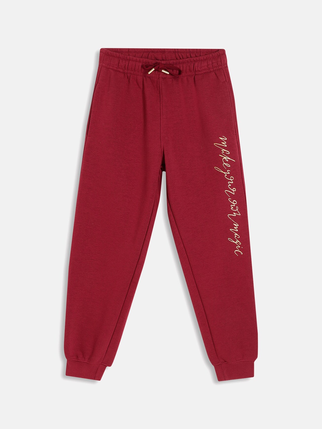 

METTLE Girls Maroon Printed Joggers