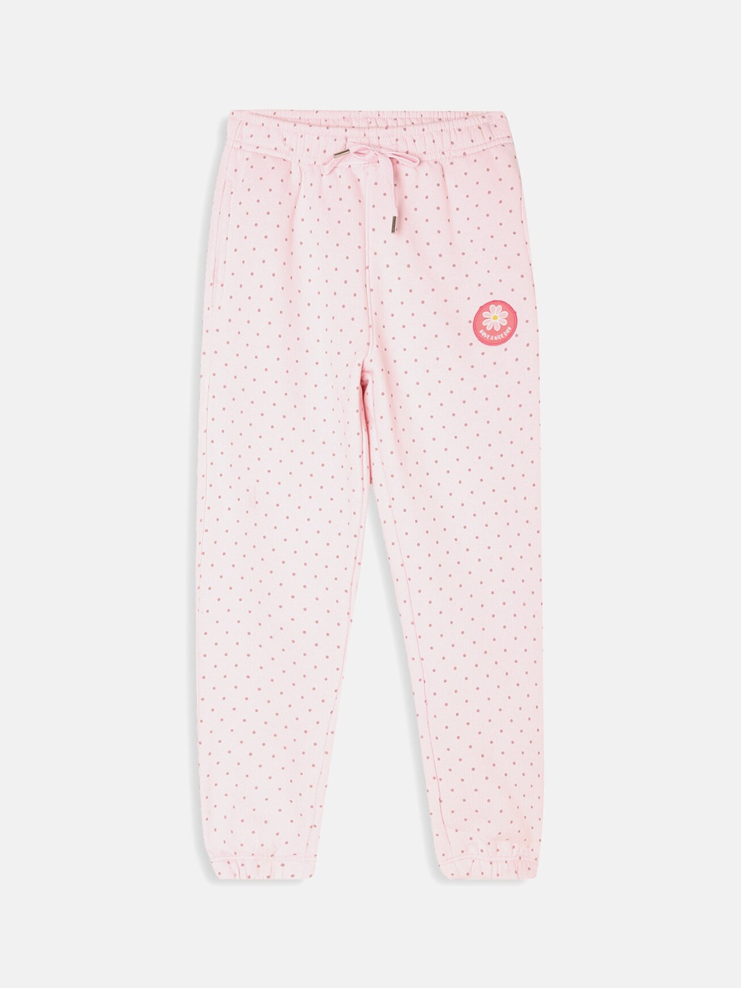 

METTLE Girls Pink Polka Dot Printed Joggers