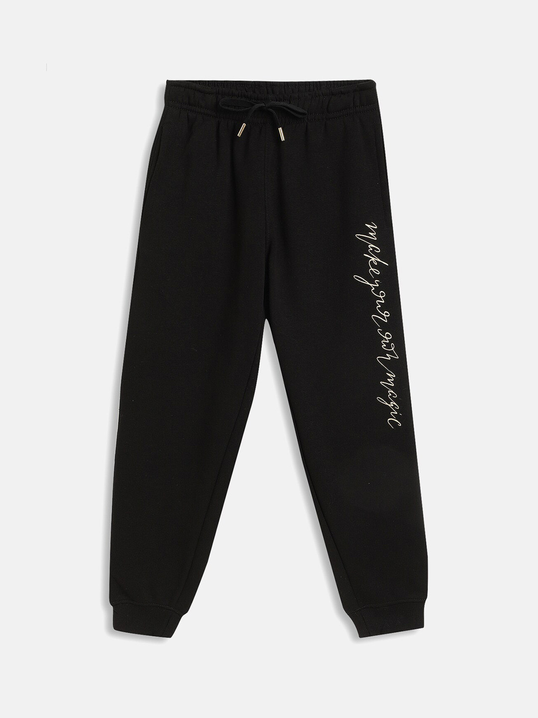 

METTLE Girls Black Solid Fleece Joggers