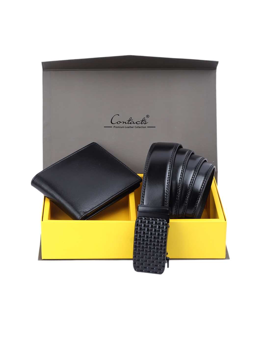 

CONTACTS Men Black Solid Leather Accessory Gift Set