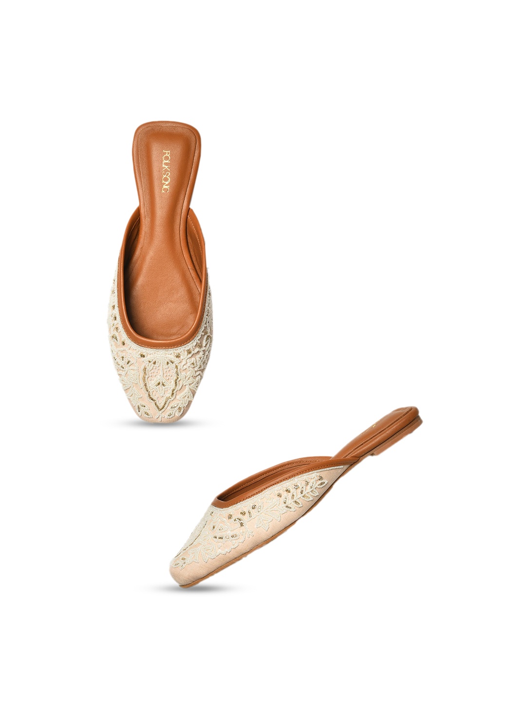 

AURELIA Women Pink Embellished Mules Flats