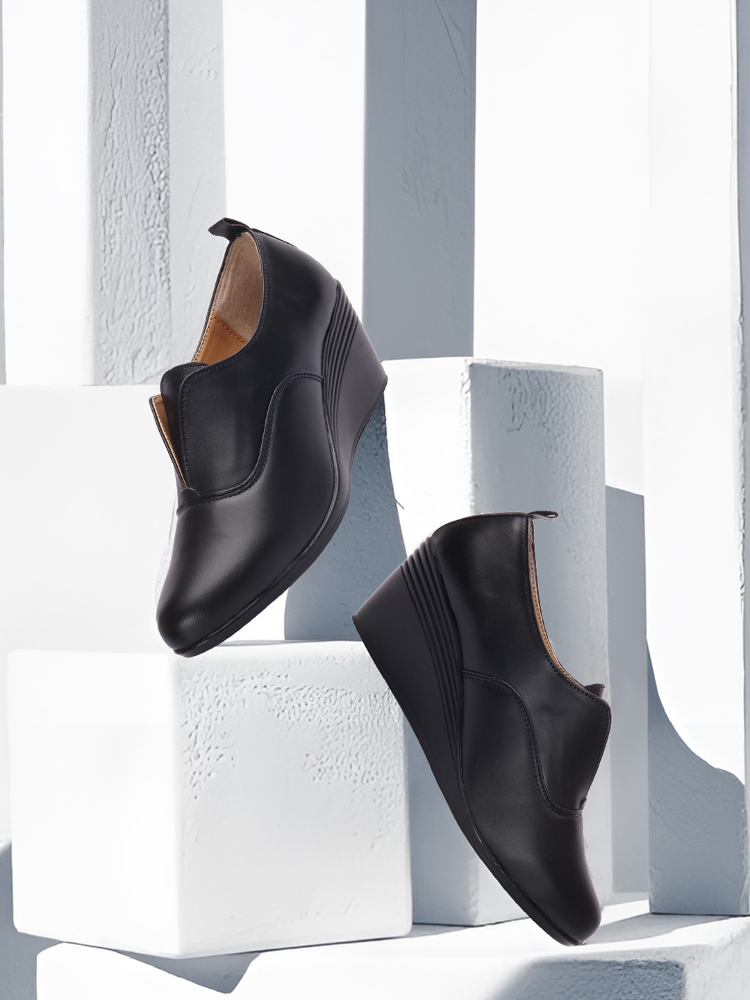 

Bella Toes Women Black Work Wedge Pumps