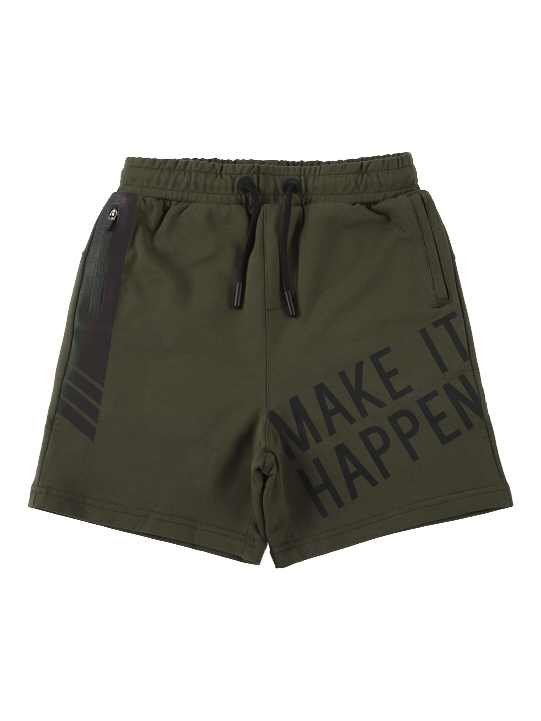 

Peter England Boys Olive Green Typography Printed Shorts