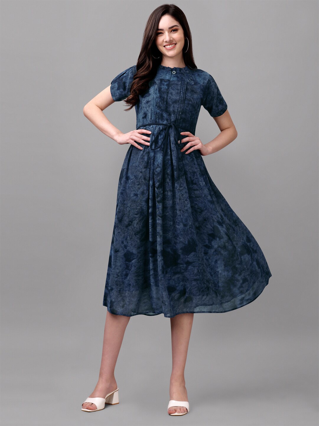 

GUFRINA Blue Floral Georgette Maxi Dress