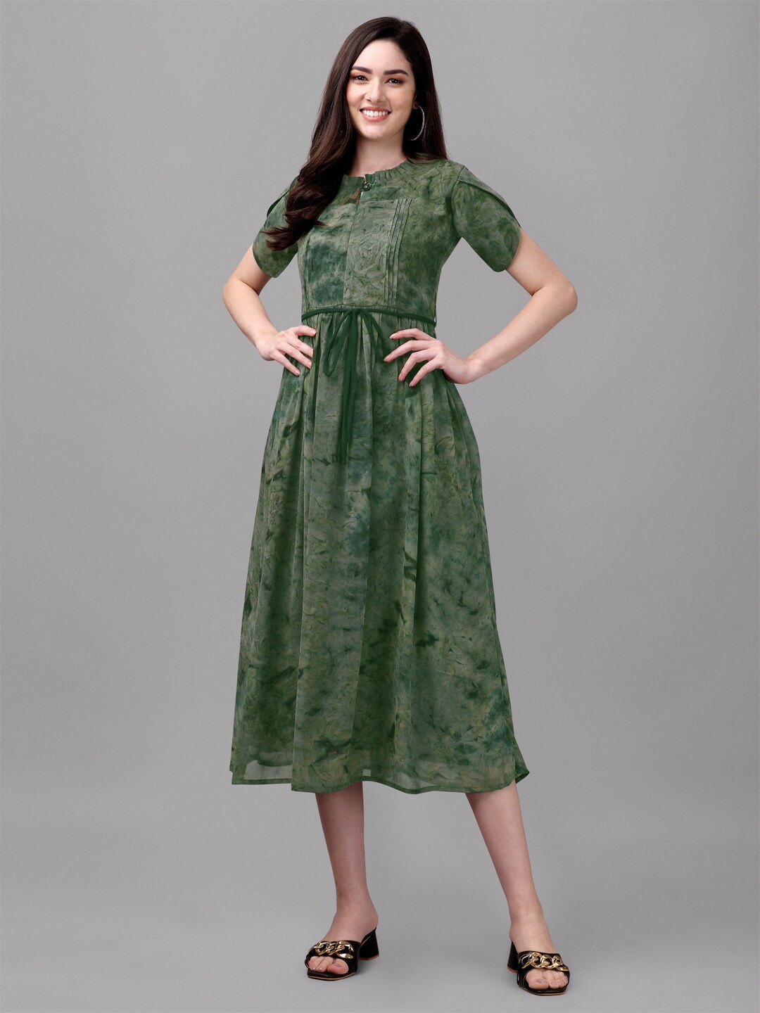 

GUFRINA Green Georgette A-Line Maxi Dress