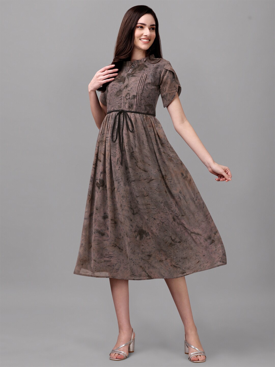 

GUFRINA Grey Georgette A-Line Maxi Dress