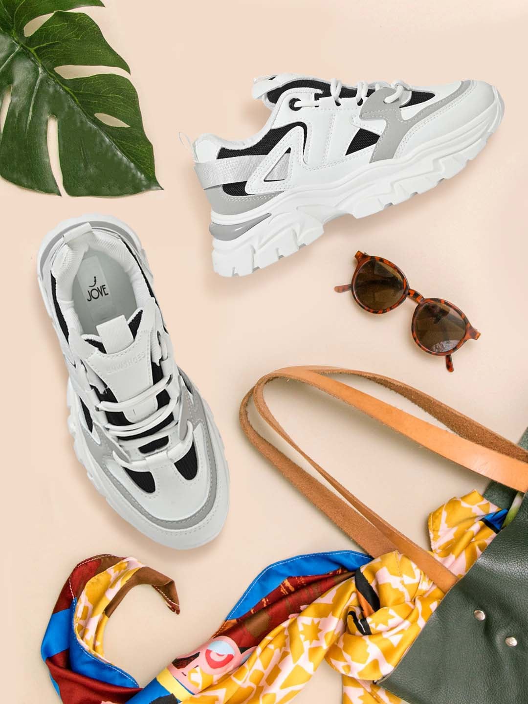 

Jove Women White Printed Sneakers