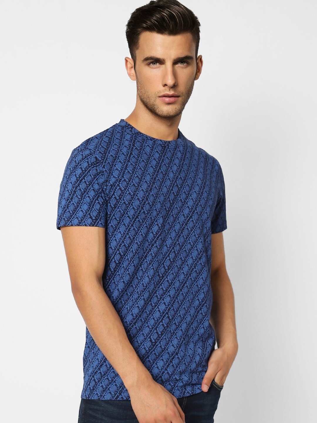 

Jack & Jones Men Blue Printed T-shirt